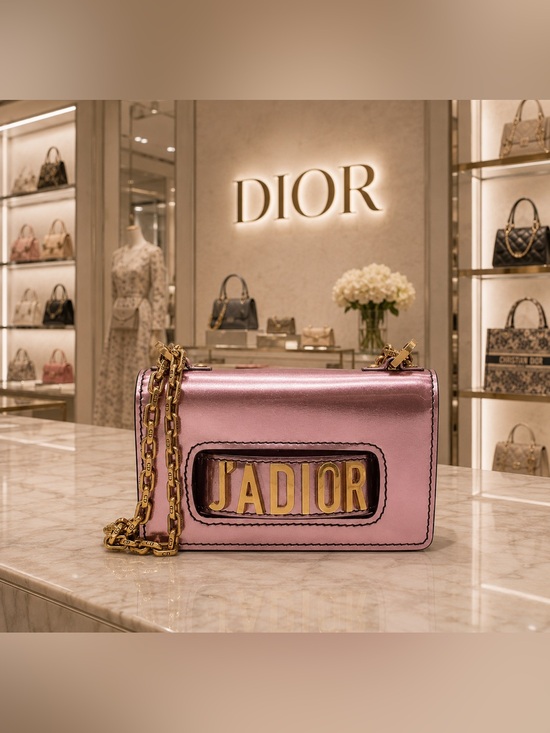 Dior Handbags - Authentic Dior J’ADIOR Mini Metallic Pink Calfskin Shoulder Bag w/Card & Dustbag